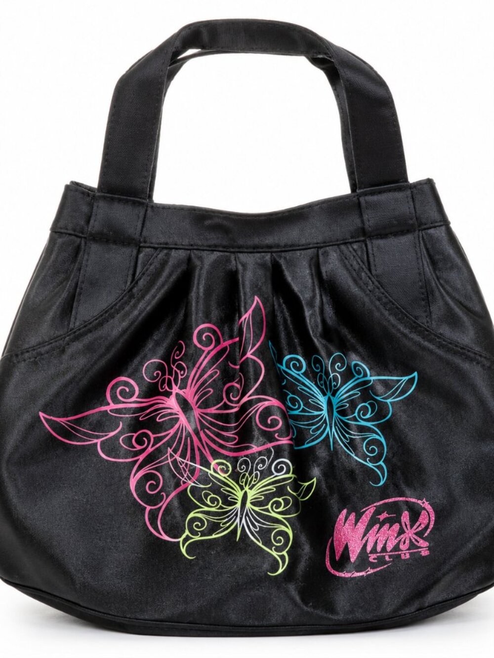 Vintage Winx Club Butterfly Handbag Purse Black Glitter Fairy Y2K Rare Official